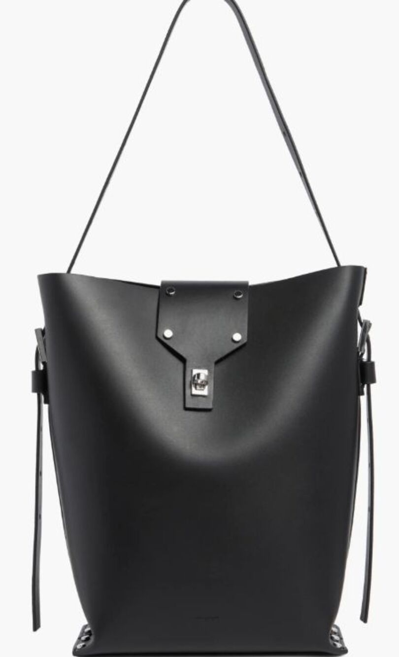 NWT AllSaints Miro Leather Shoulder Bag- Black - Picture 3 of 6